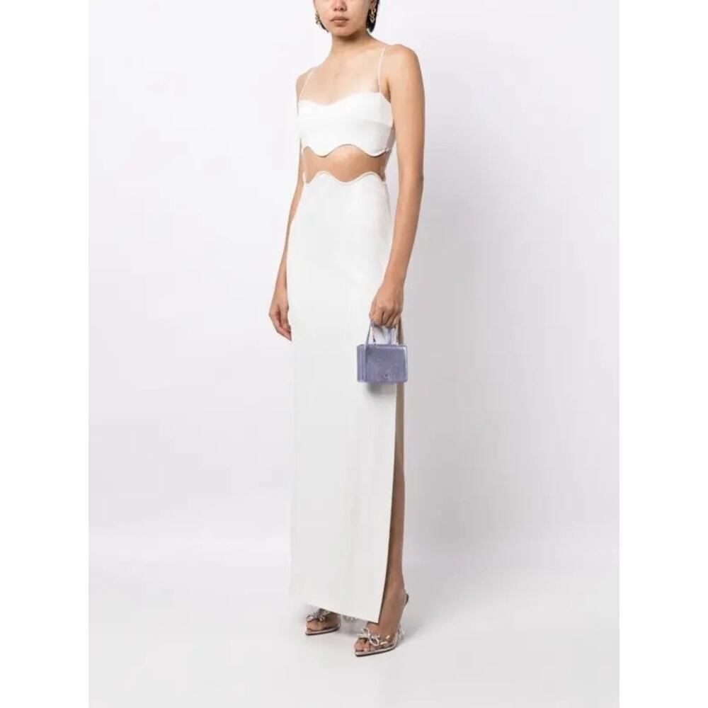 Galvan London Isola Bella Dress White Mesh Cutout Column Gown 40 US 8 Viscose - Picture 2 of 11